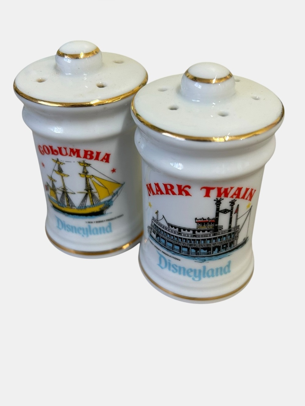 Vintage Disneyland Mark Twain Columbia Salt Pepper Shakers Set Japan